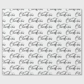 Vrolijk kerstscript zwart wit vakantie cadeaupapier (Vlak)