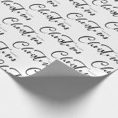 Vrolijk kerstscript zwart wit vakantie cadeaupapier (Hoek)