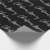 Vrolijk kerstscript zwart-wit - winter cadeaupapier (Hoek)