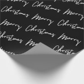 Vrolijk kerstscript zwart-witminimalisme Lux Cadeaupapier (Hoek)