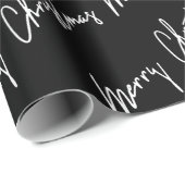 Vrolijk kerstscript zwart-witminimalisme Lux Cadeaupapier (Rol Hoek)