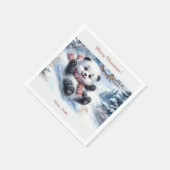 Vrolijk kerstservet! Grappig beer op een slee Servet (Hoek)