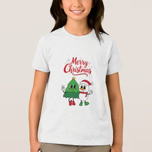 Vrolijk kerstshirt voor kinderen Nieuwjaar Tri-Blend Shirt (Voorkant)