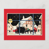 Vrolijk kerstsilhouet  antiek rood feestdagenkaart (Voorkant)