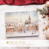 Vrolijk kerstsneeuw winter wonderland landschap folie feestdagen briefkaart