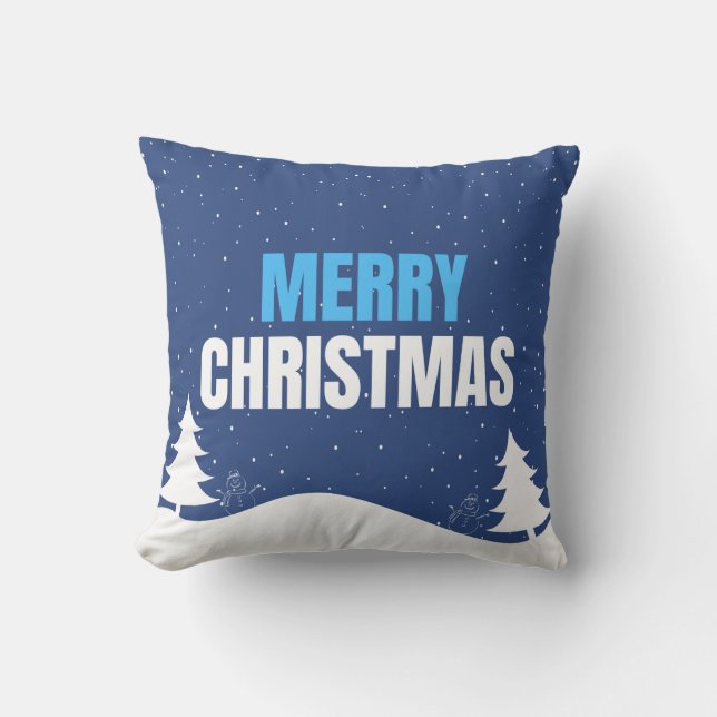 Vrolijk kerstsneeuwkussen kussen (Voorkant)