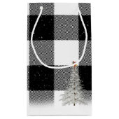 Vrolijk kerstsneeuwpoppen op het vacht klein cadeauzakje (Achterkant)