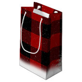 Vrolijk kerstsneeuwpoppen op het vacht klein cadeauzakje (Achterkant Gekanteld)