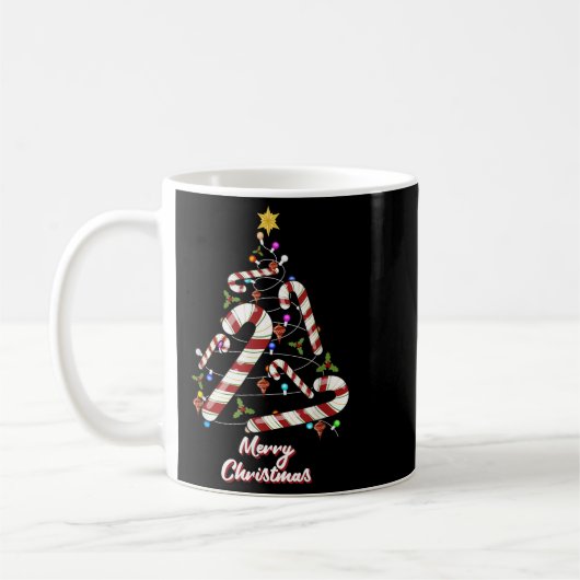 Vrolijk Kerstsnoep Cane Xmas Tree Vrouwen Boy Kind Koffiemok (Links)