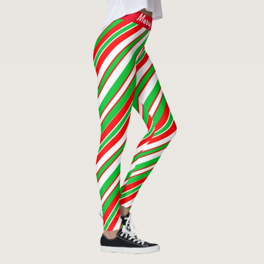 Vrolijk kerstSnoep Stripte Leggings (Rechts)