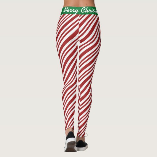 Vrolijk kerstSnoep Stripte Leggings (Achterkant)