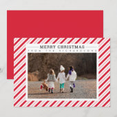 Vrolijk kerstsnoepje Rode Witte Stripes Foto Feestdagenkaart (Voorkant / Achterkant)