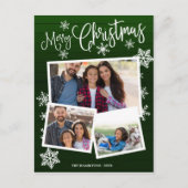 Vrolijk kerstsnowflake Rustic 3 Foto's Collage Briefkaart (Voorkant)
