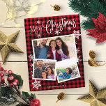 Vrolijk kerstsnowflake Rustic 3 Foto's Collage Briefkaart<br><div class="desc">Feliz Navidad Snowflake Rustic 3 Briefkaart voor kerstmis</div>