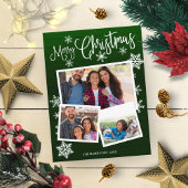 Vrolijk kerstsnowflake Rustic 3 Foto's Collage Briefkaart