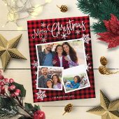 Vrolijk kerstsnowflake Rustic 3 Foto's Collage Briefkaart