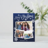Vrolijk kerstsnowflake Rustic 3 Foto's Collage Briefkaart (Staand voorkant)