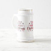 Vrolijk kerstsnowflakes, gelukkig nieuwjaar bierpul (Voorkant links)