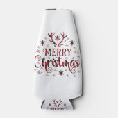 Vrolijk kerstsnowflakes, gelukkig nieuwjaar flesjeskoeler (Voorkant)