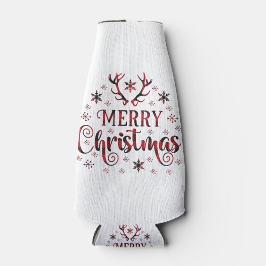 Vrolijk kerstsnowflakes, gelukkig nieuwjaar flesjeskoeler (Voorkant)