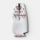 Vrolijk kerstsnowflakes, gelukkig nieuwjaar flesjeskoeler (Achterkant)