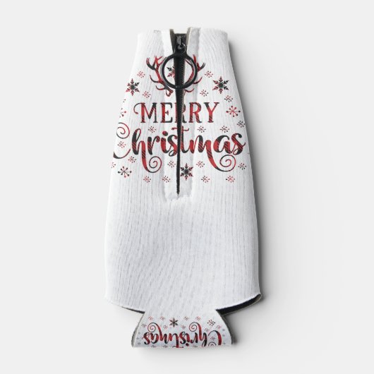 Vrolijk kerstsnowflakes, gelukkig nieuwjaar flesjeskoeler (Achterkant)