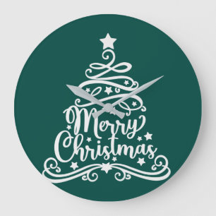 Vrolijk kerstsnowflakes, gelukkig nieuwjaar grote klok
