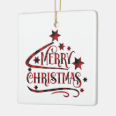 Vrolijk kerstsnowflakes, gelukkig nieuwjaar keramisch ornament (Links)