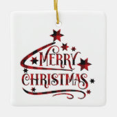 Vrolijk kerstsnowflakes, gelukkig nieuwjaar keramisch ornament (Voorkant)