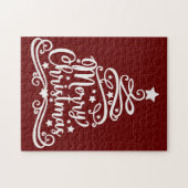 Vrolijk kerstsnowflakes, gelukkig nieuwjaar legpuzzel (Horizontaal)