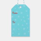 Vrolijk kerstsnowman en blauwe vogel cadeaulabel (Achterkant)