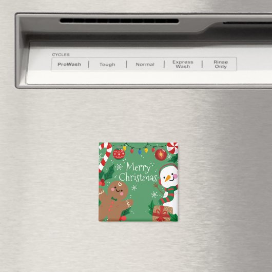 vrolijk kerstsnowman en gingerbroodman magneet (Insitu (Vaatwasser))