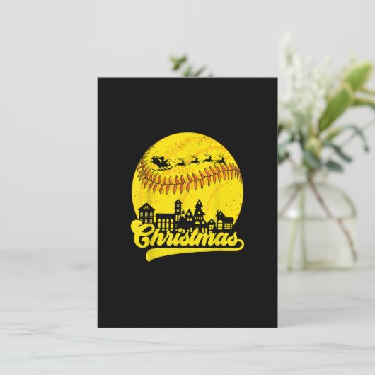 Vrolijk kerstsoftbal Santa Elf Reindeer Baseba Kaart (Staand voorkant)