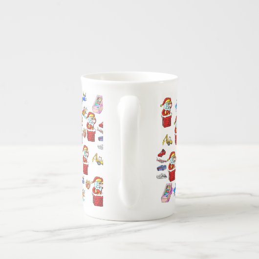 Vrolijk kerstspeelgoed, kerstman porselein kop (Achterkant)