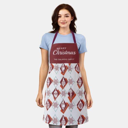 Vrolijk Kerstspel Bakken Crew Naam Rood Schort (Gedragen)