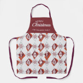 Vrolijk Kerstspel Bakken Crew Naam Rood Schort (Voorkant)