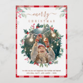 Vrolijk Kerstspel Foto Botanisch Folie Feestdagenkaart (Voorkant)