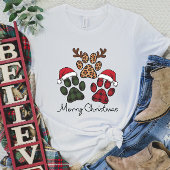 Vrolijk Kerstspel Plaid Paw Print Vrouwen T-shirt