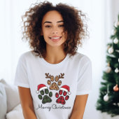 Vrolijk Kerstspel Plaid Paw Print Vrouwen T-shirt