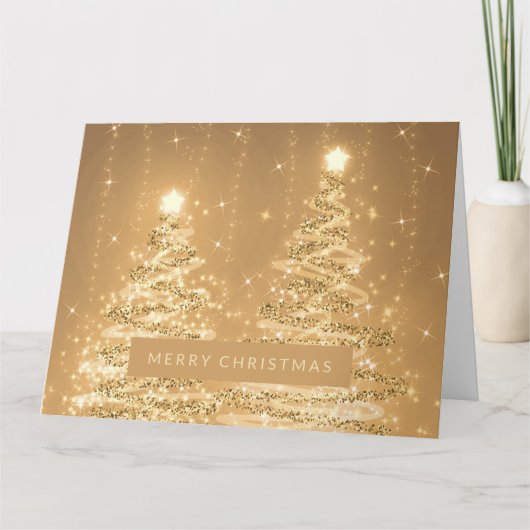 Vrolijk kerstsprankelende bomen koper kaart (Voorkant)