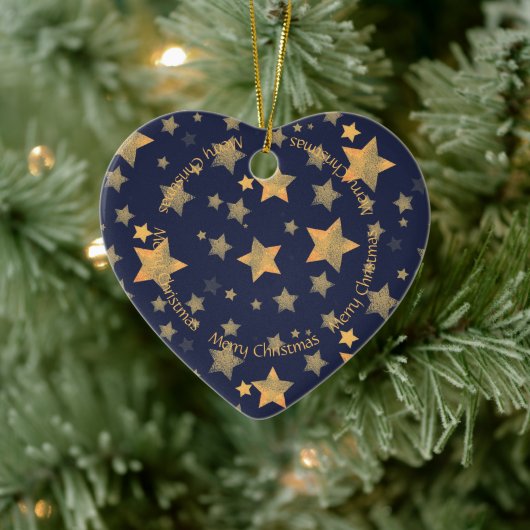 Vrolijk kerststaar  Elegant Gold Blue Keramisch Ornament (Boom)