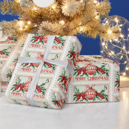  vrolijk kerststempel cadeaupapier