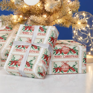  vrolijk kerststempel cadeaupapier