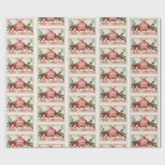  vrolijk kerststempel cadeaupapier (Vlak)