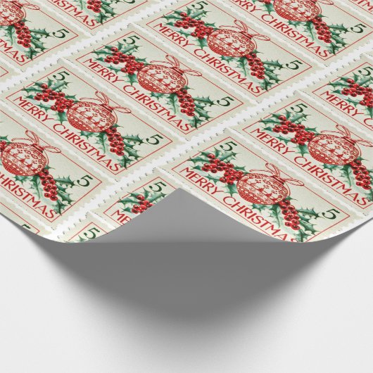  vrolijk kerststempel cadeaupapier (Hoek)