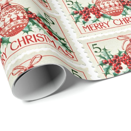  vrolijk kerststempel cadeaupapier (Rol Hoek)