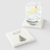 Vrolijk kerststenen Onderzetter met kerstboom (Zijkant)