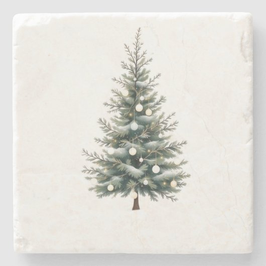 Vrolijk kerststenen Onderzetter met kerstboom (Voorkant)