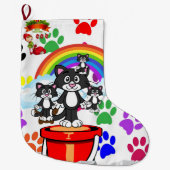Vrolijk kerststenigen, Elf Cat Paws Rainbow Grote Kerstsok (Voorkant)