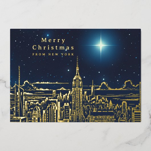 Vrolijk Kerstster Foto Folie Vakantie Kaart (Voorkant)